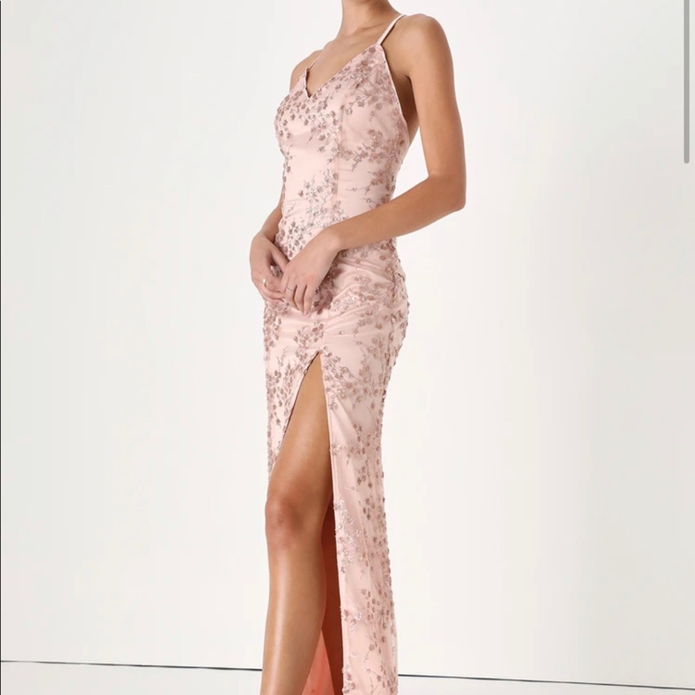 Lulu's Pink Floral Maxi Dress